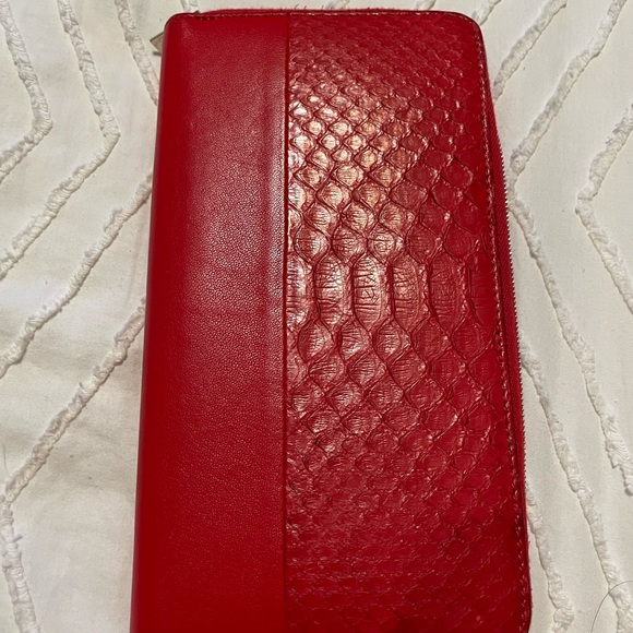 Celine Red Python Lambskin Large Zip Around Multifunctional wallet with COA - Picture 2 of 15